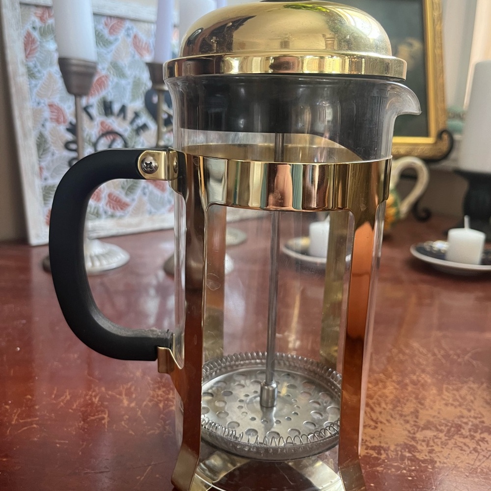Vintage Gold and Black French Press Coffee Maker